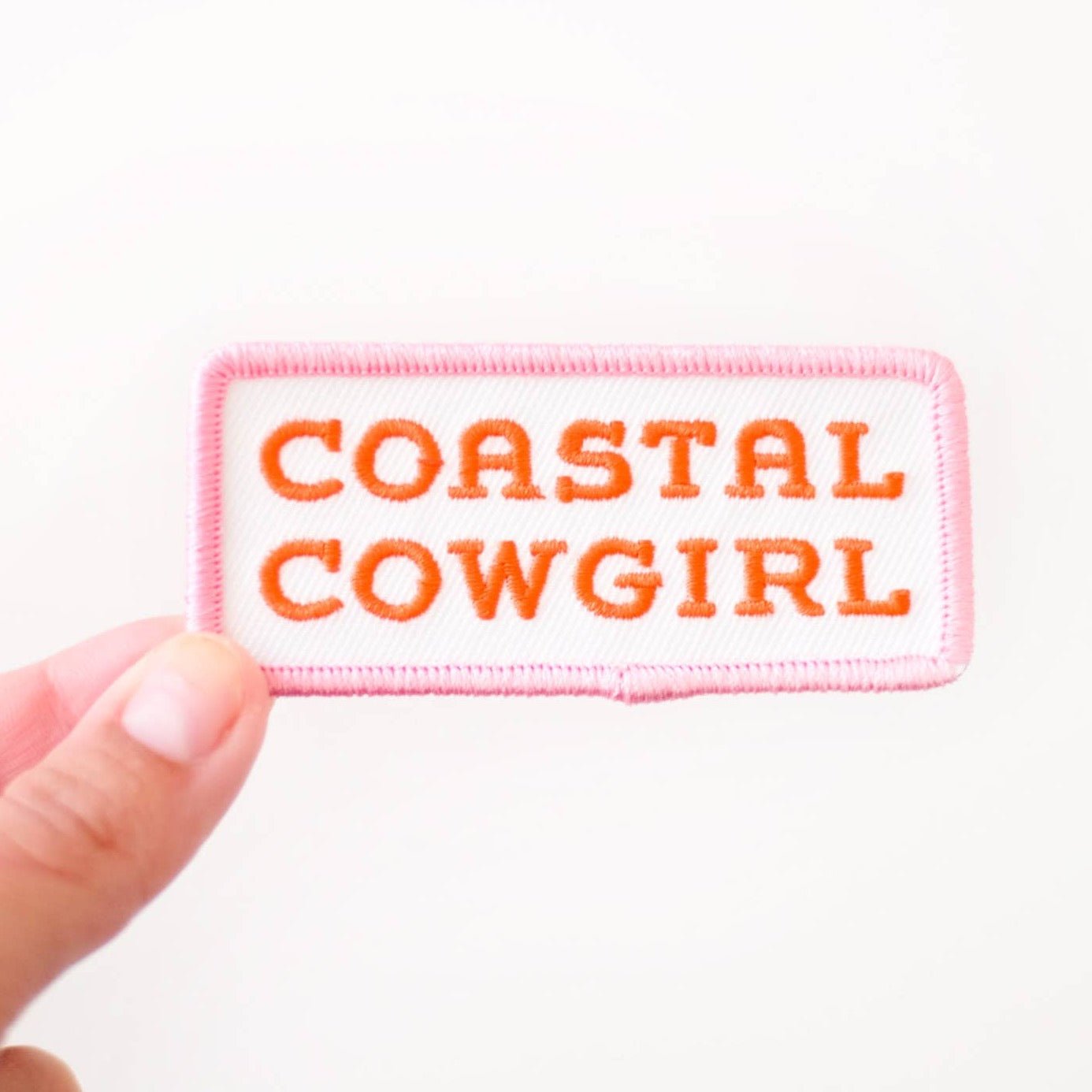 "Coastal Cowgirl" Embroidered Iron on Patch (Pink+Orange) - Wander Together Outfitters