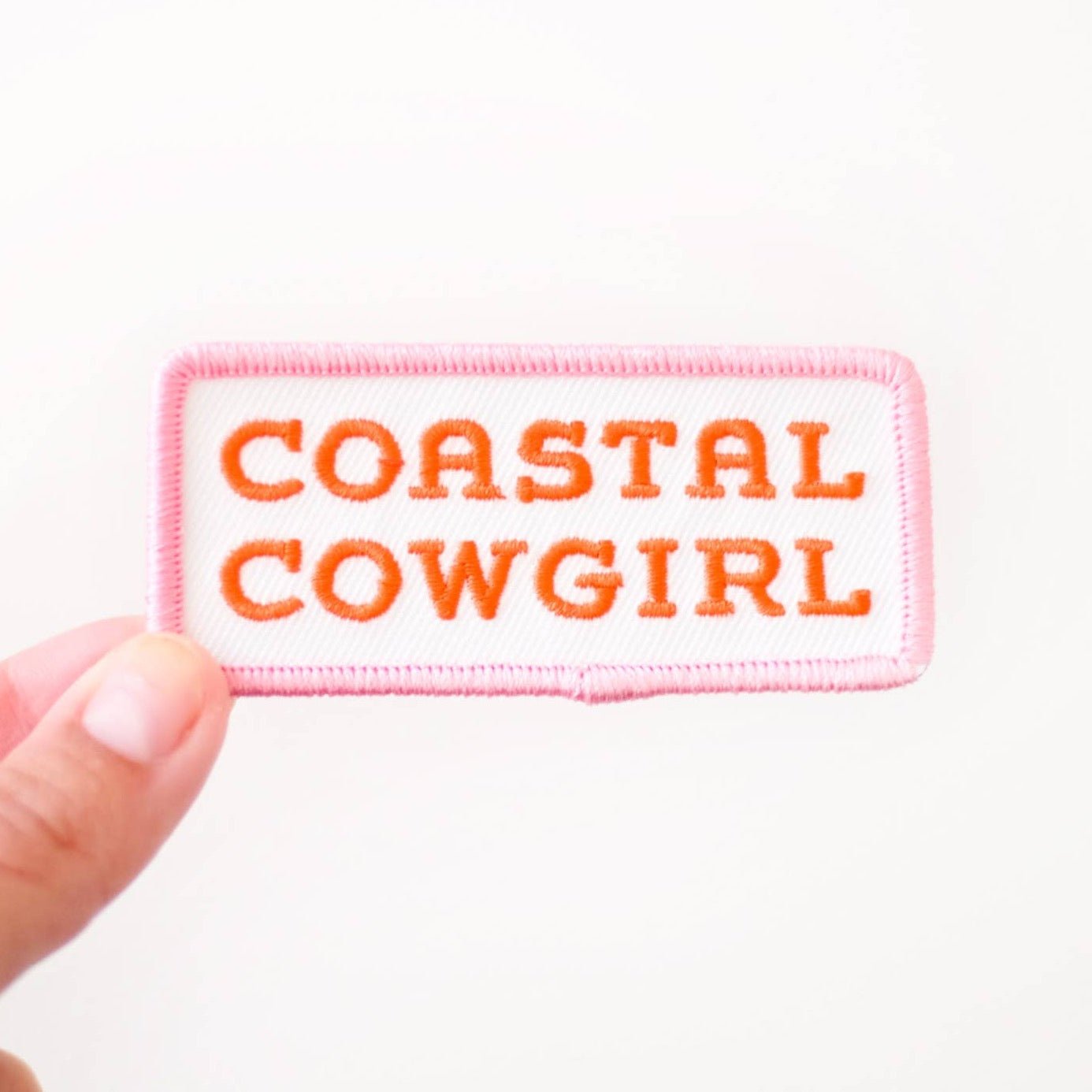 "Coastal Cowgirl" Embroidered Iron on Patch (Pink+Orange) - Wander Together Outfitters