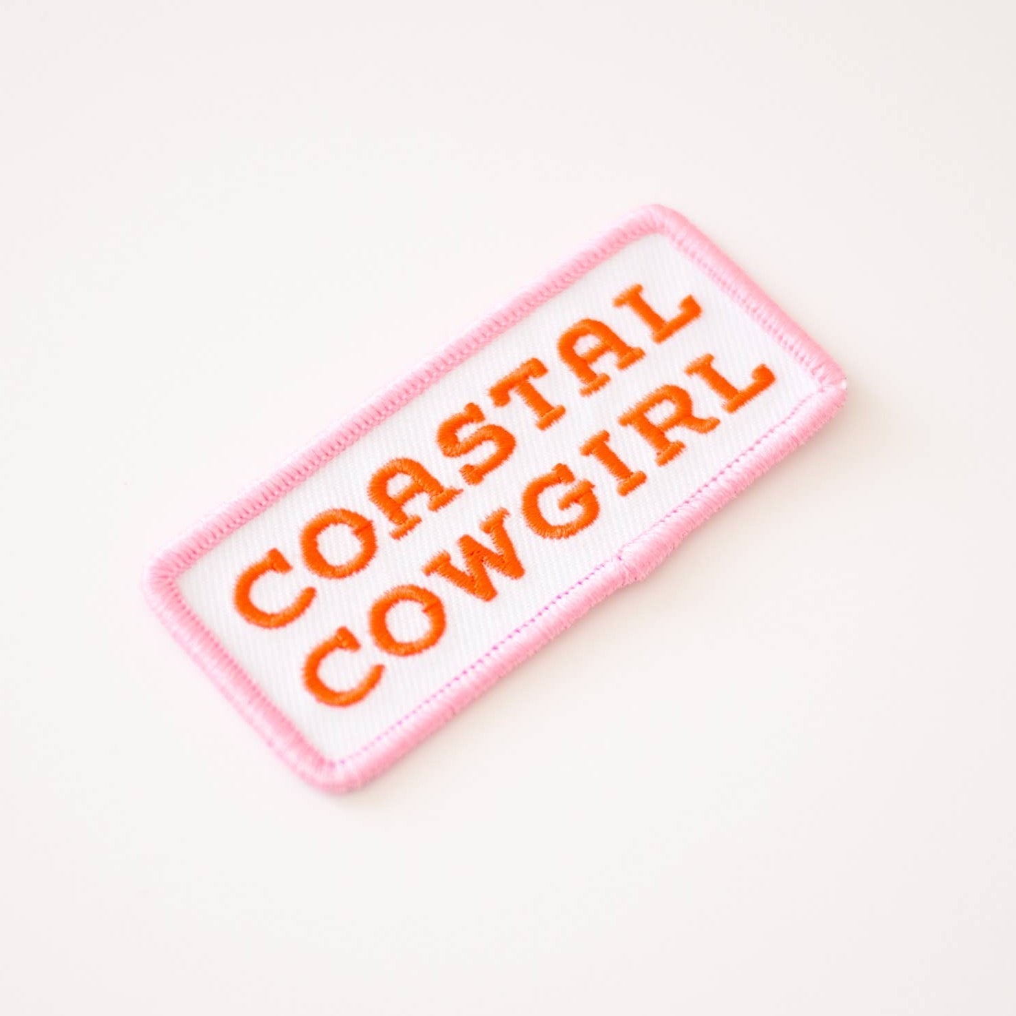 "Coastal Cowgirl" Embroidered Iron on Patch (Pink+Orange) - Wander Together Outfitters