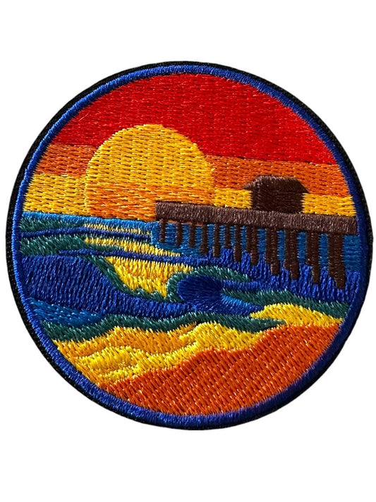 Coastal Pier Sunset Iron On Patch - Wander Together Outfitters