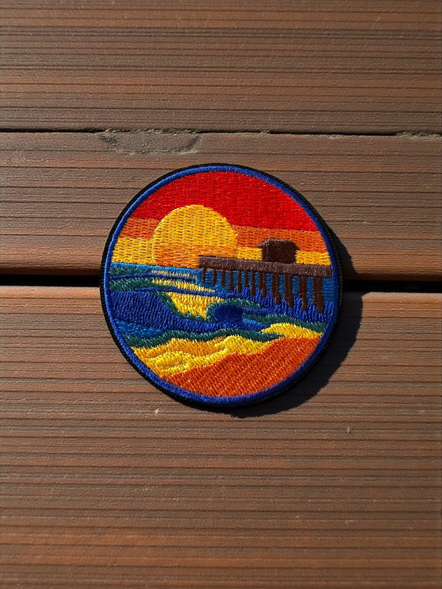 Coastal Pier Sunset Iron On Patch - Wander Together Outfitters