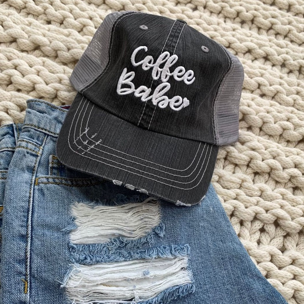 Coffee Themed Distressed Unisex Caps - Variety of Sayings! (SALE) - Wander Together Outfitters