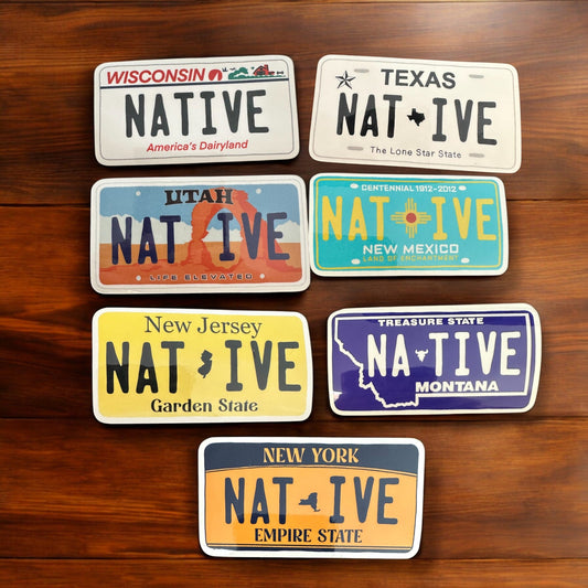 Colorful "Native" State License Plate Stickers - Wander Together Outfitters