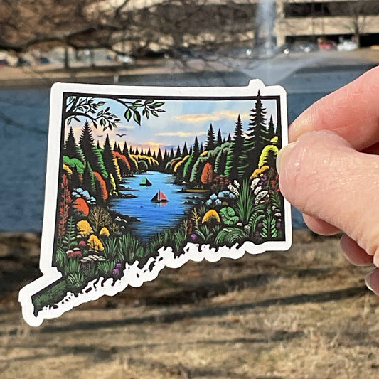 Connecticut State - Autumn On The  River - 3” Vinyl Sticker - Wander Together Outfitters