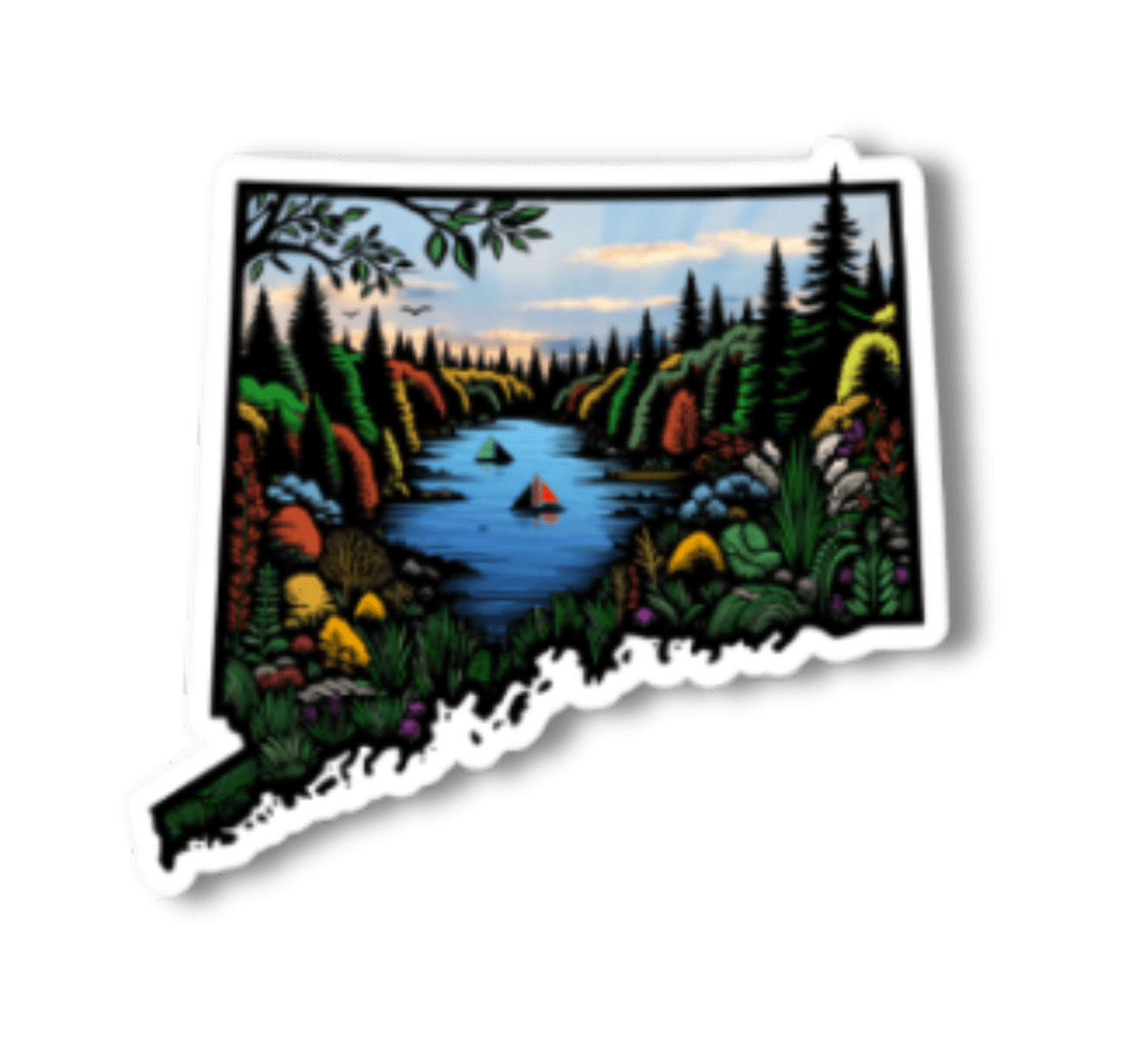 Connecticut State - Autumn On The  River - 3” Vinyl Sticker - Wander Together Outfitters