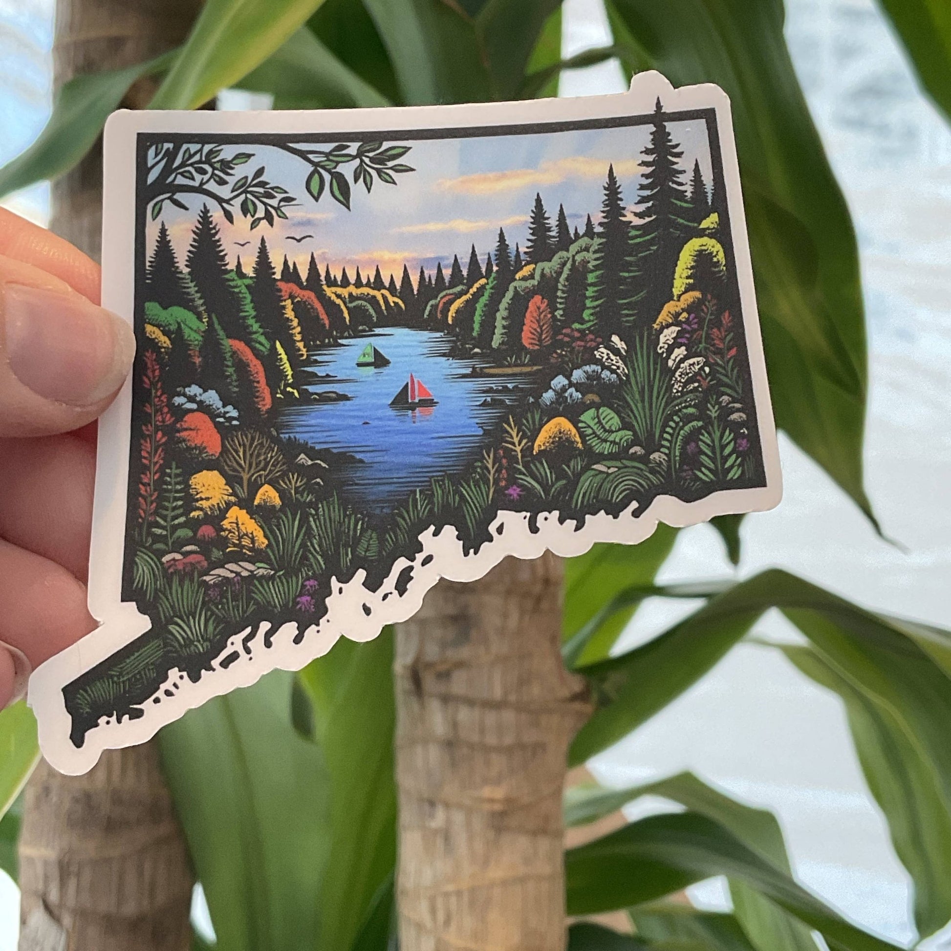 Connecticut State - Autumn On The  River - 3” Vinyl Sticker - Wander Together Outfitters