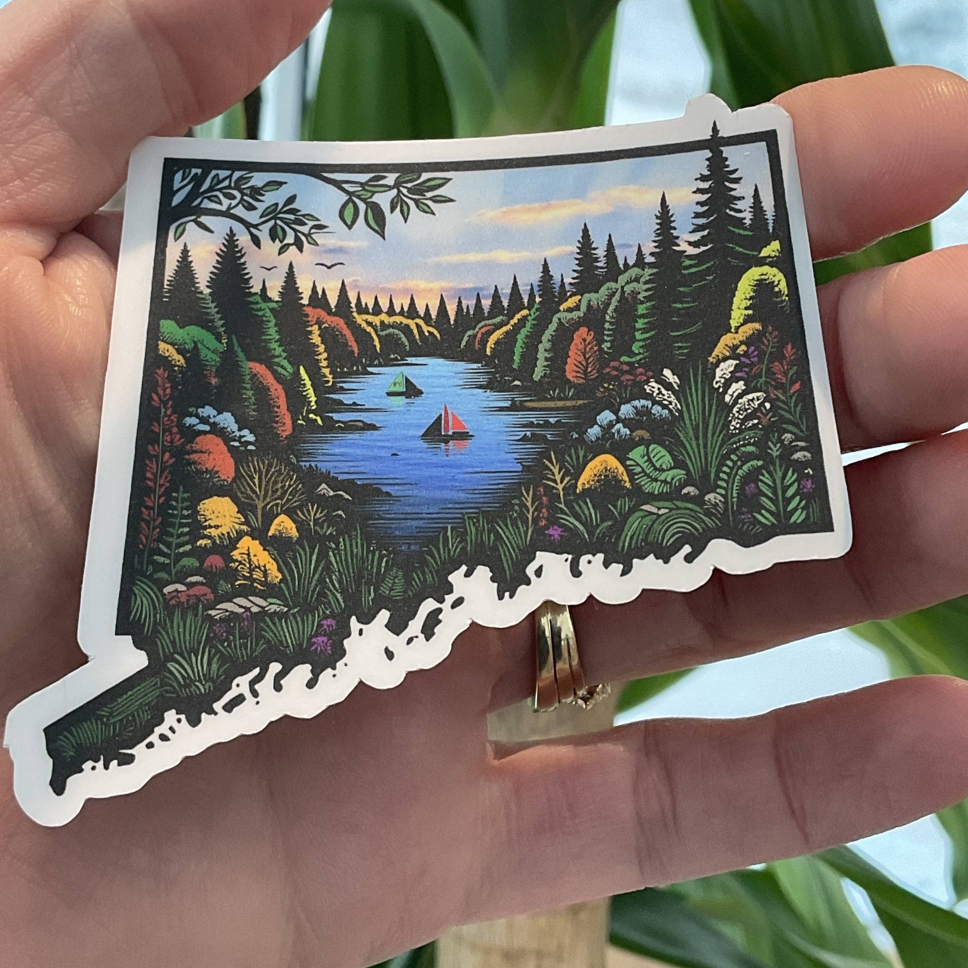 Connecticut State - Autumn On The  River - 3” Vinyl Sticker - Wander Together Outfitters