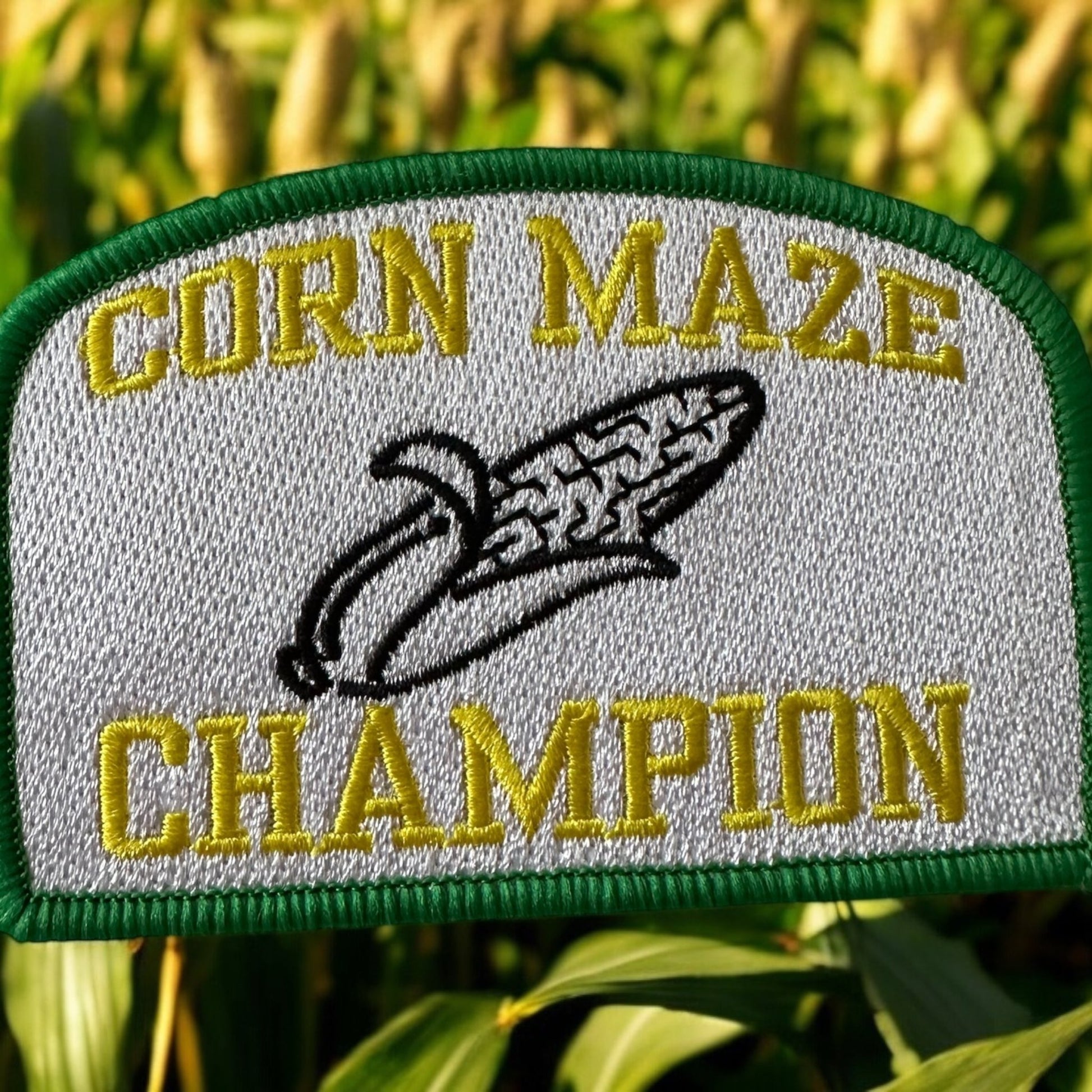 “Corn Maze Champion” Iron On Woven Patch - Wander Together Outfitters
