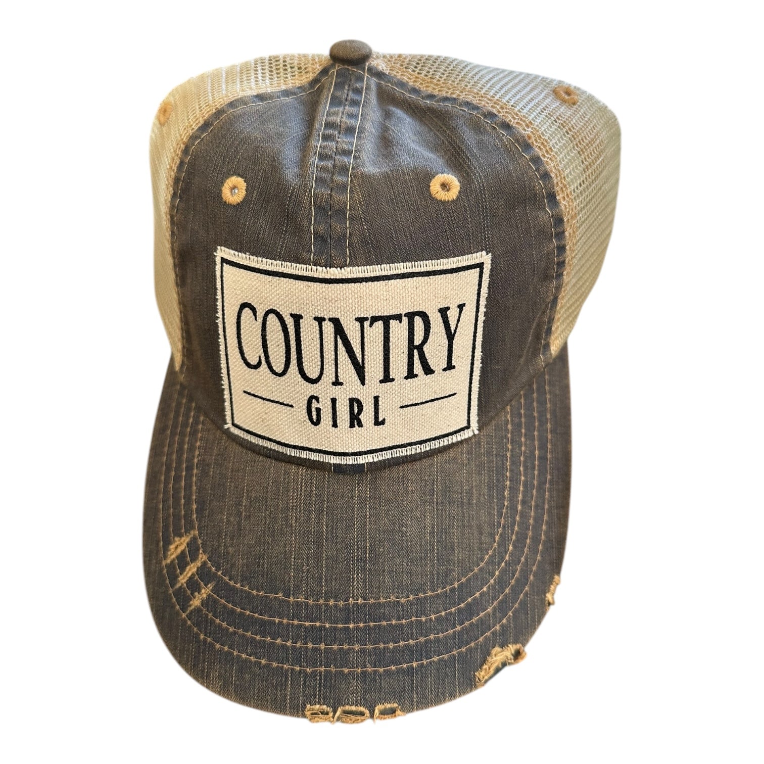 "Country Girl" Distressed Trucker Hat Baseball Cap - Wander Together Outfitters