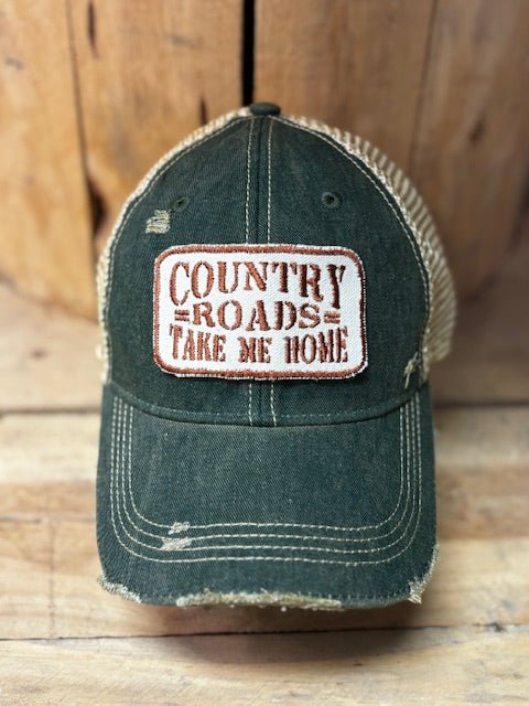 "Country Roads Take Me Home" Distressed Soft Baseball Cap - Wander Together Outfitters