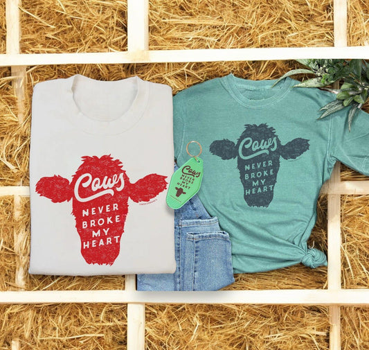 "Cows Never Broke My Heart" Unisex Tees (CLEARANCE) Last Ones! - Wander Together Outfitters