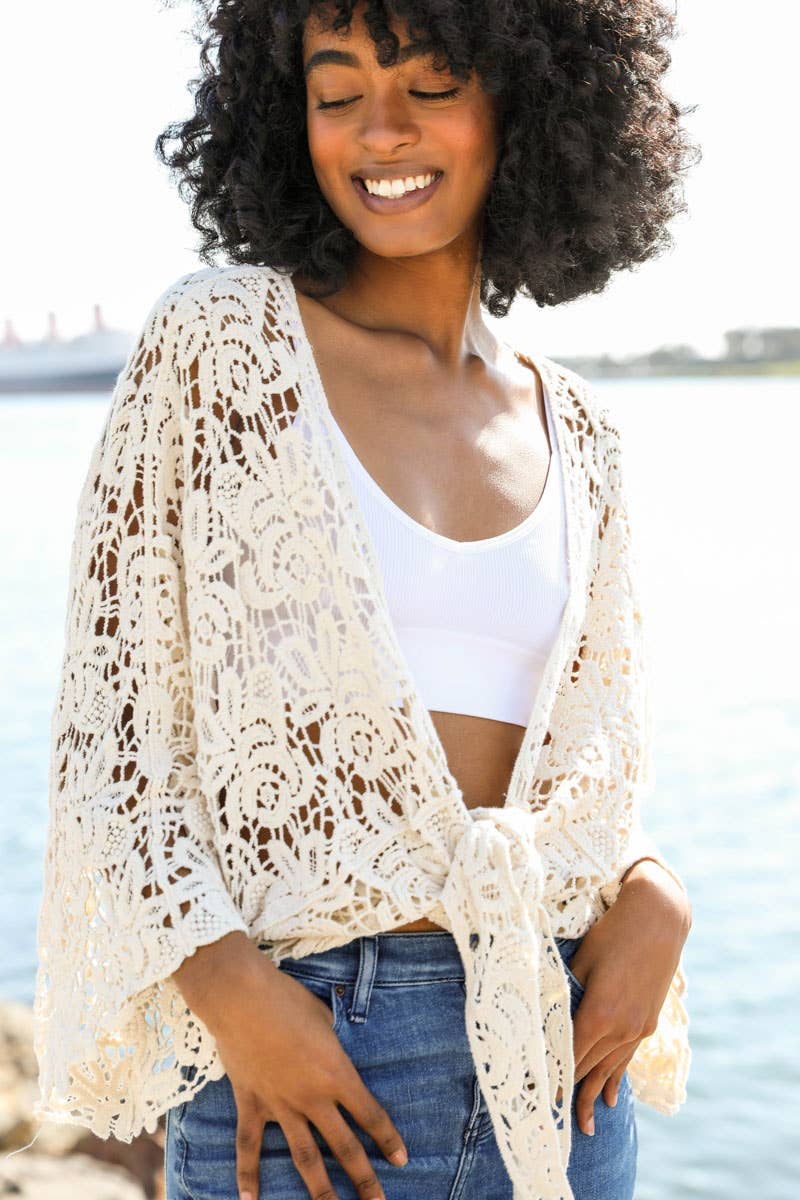 Crochet Floral Petal Kimono Wrap - Wander Together Outfitters