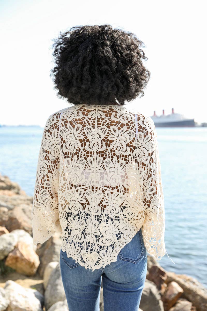 Crochet Floral Petal Kimono Wrap - Wander Together Outfitters