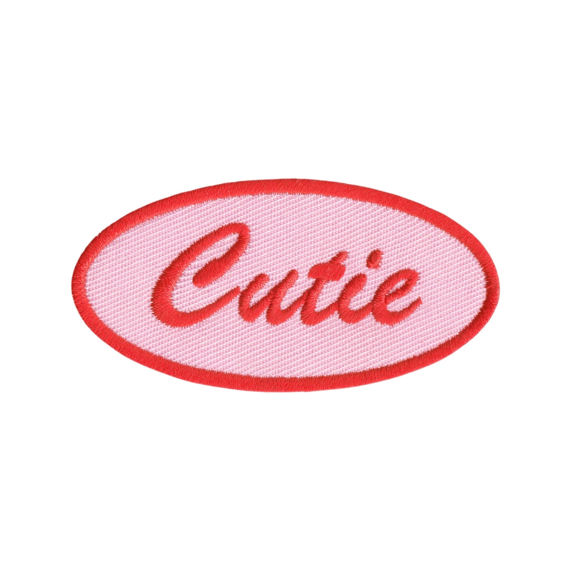 "Cutie" Diner Name Tag Iron On Patch Pink Retro Style - Wander Together Outfitters