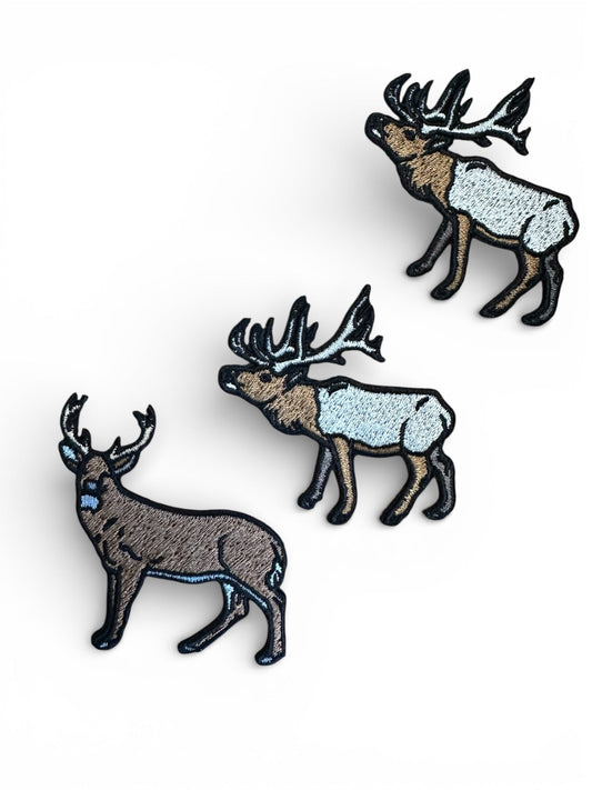 Deer or Elk Embroidered Iron On Patches - Wander Together Outfitters