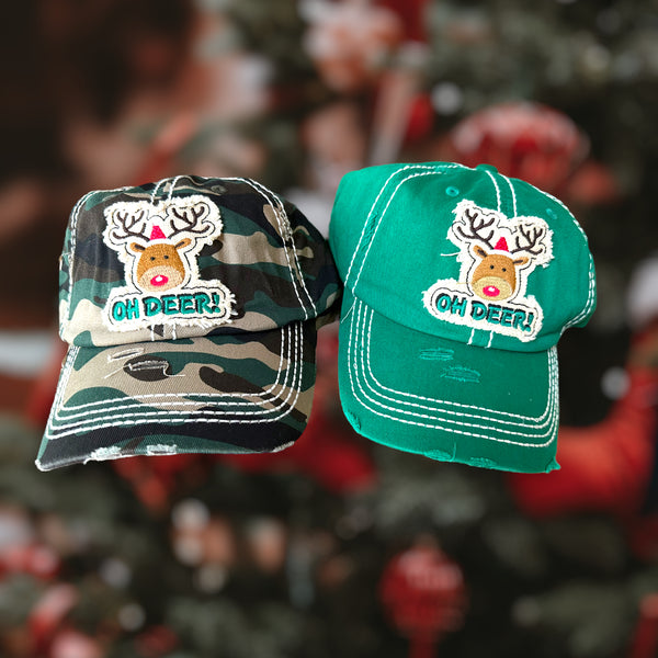 “Oh Deer!” Distressed Unisex  Holiday Cap