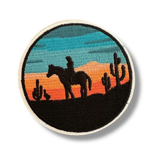 Desert Sunset Rider Iron On Patch - Wander Together Outfitters