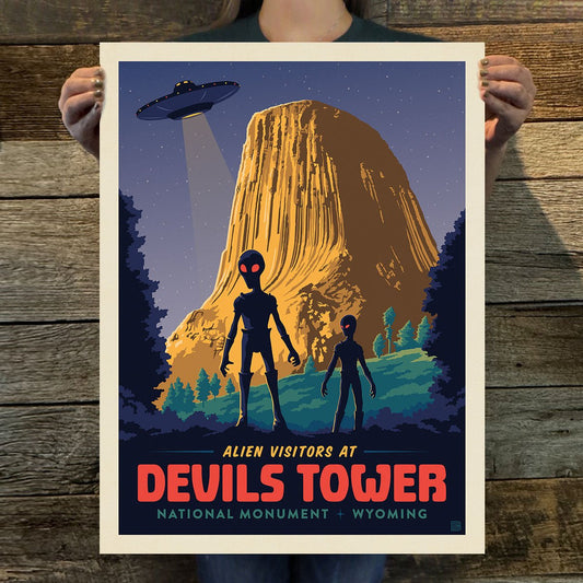 Devils Tower: Aliens (American Travel) Art Print - Wander Together Outfitters