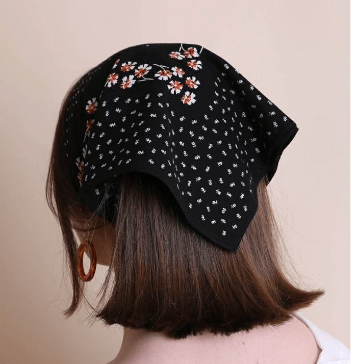 Ditsy Floral Print Bandana (Yellow or Black) (CLEARANCE) - Wander Together Outfitters
