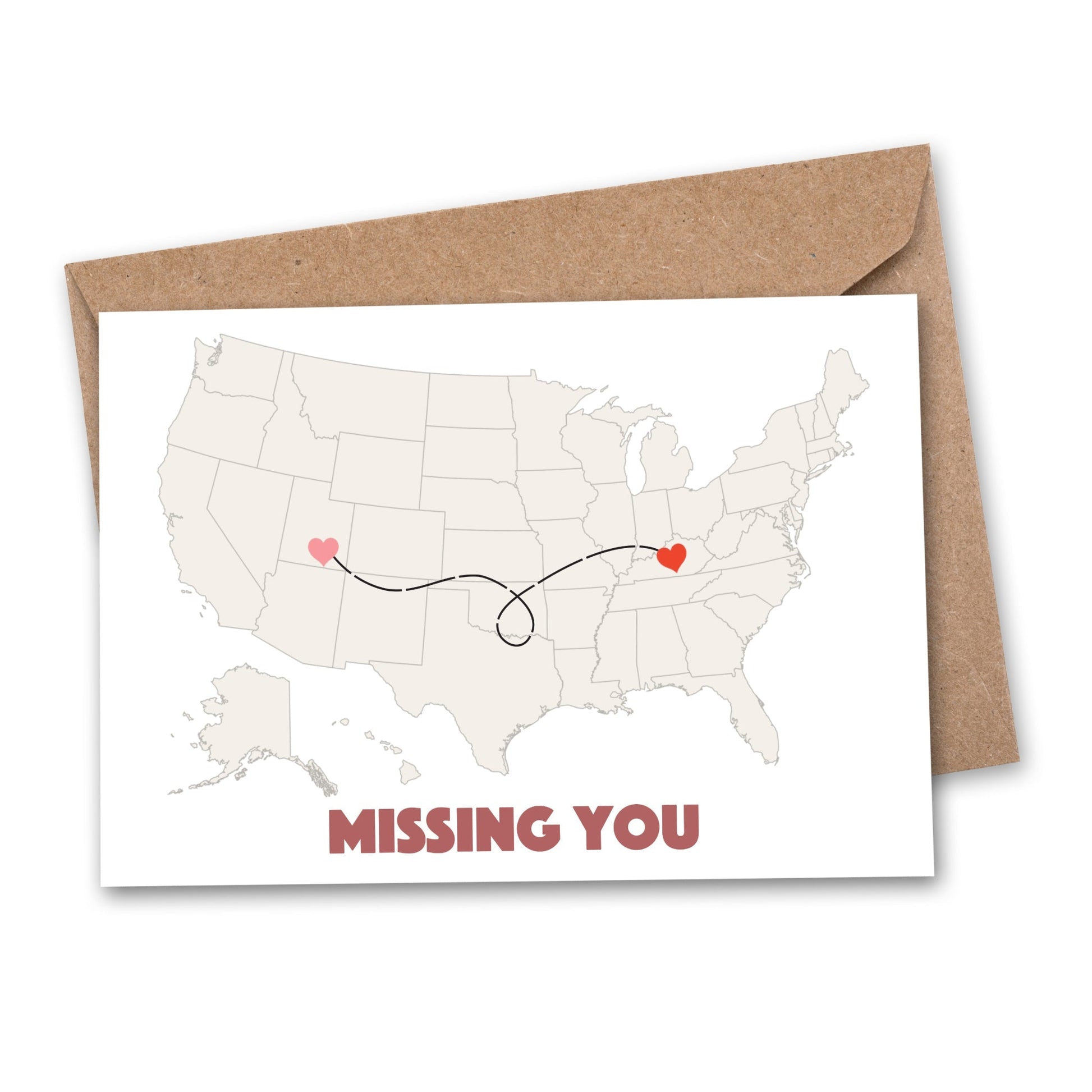 DIY "Missing You" Heart Long Distance Greeting Card - Wander Together Outfitters