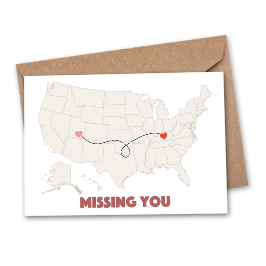 DIY "Missing You" Heart Long Distance Greeting Card - Wander Together Outfitters