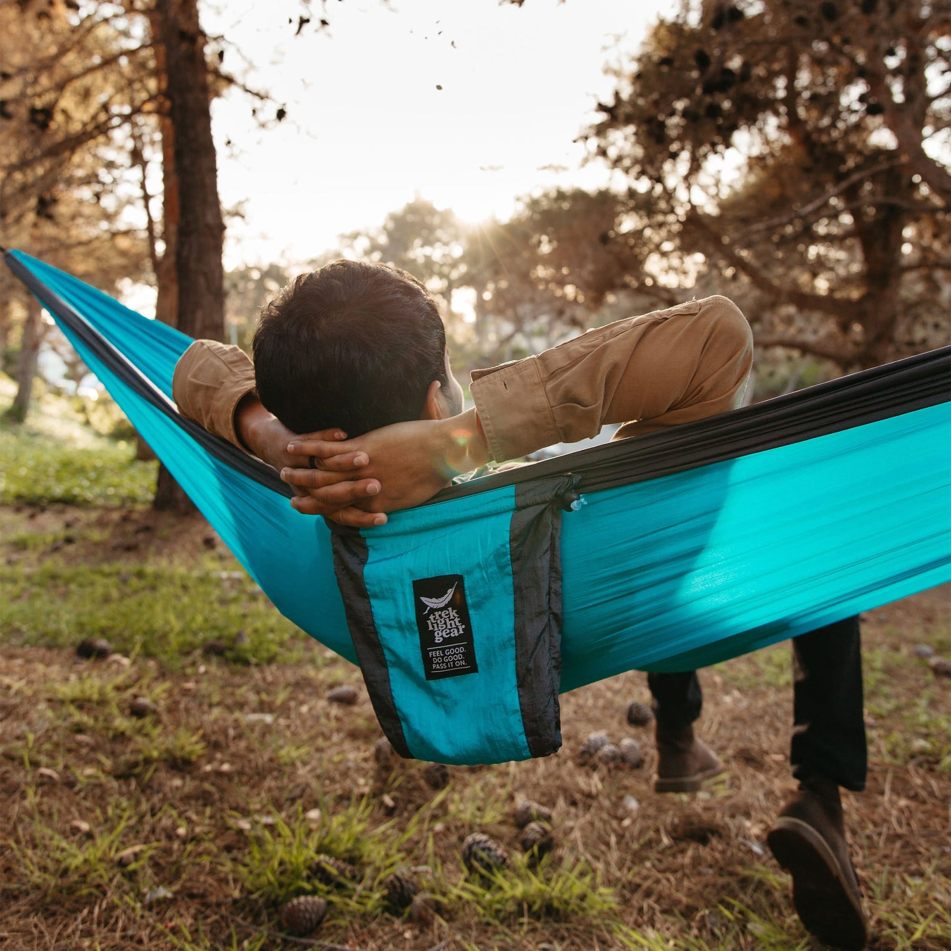 Double Hammock & Straps (Aqua & Charcoal) - Wander Together Outfitters