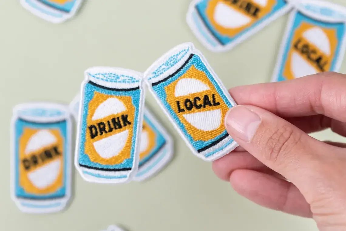 Drink Local Patch Embroidered Iron - On Beer Can Craft Beer - Wander Together Outfitters