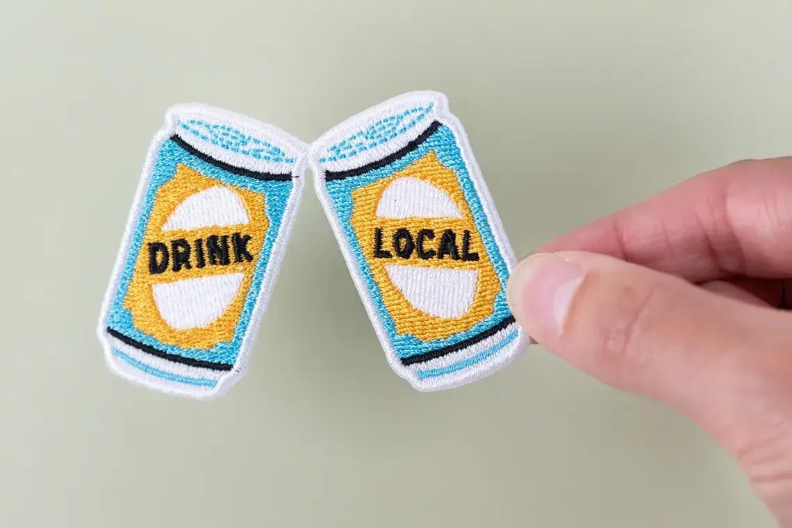Drink Local Patch Embroidered Iron - On Beer Can Craft Beer - Wander Together Outfitters
