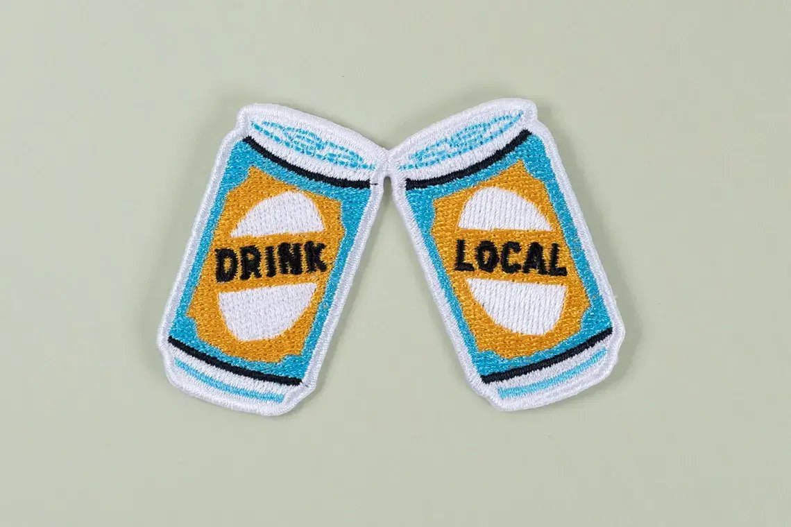 Drink Local Patch Embroidered Iron - On Beer Can Craft Beer - Wander Together Outfitters