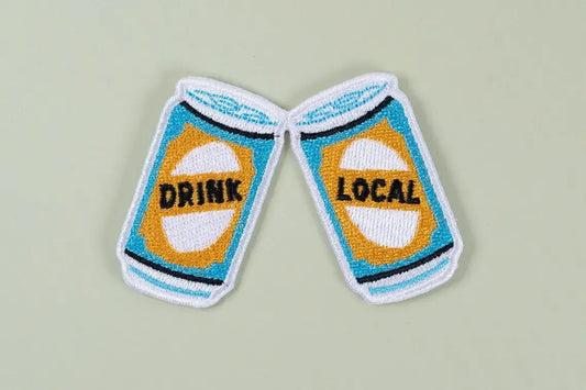 Drink Local Patch Embroidered Iron - On Beer Can Craft Beer - Wander Together Outfitters