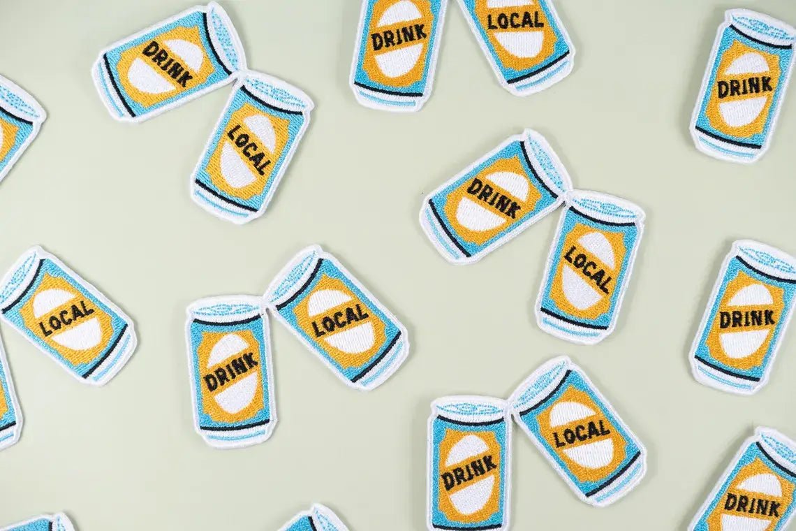 Drink Local Patch Embroidered Iron - On Beer Can Craft Beer - Wander Together Outfitters