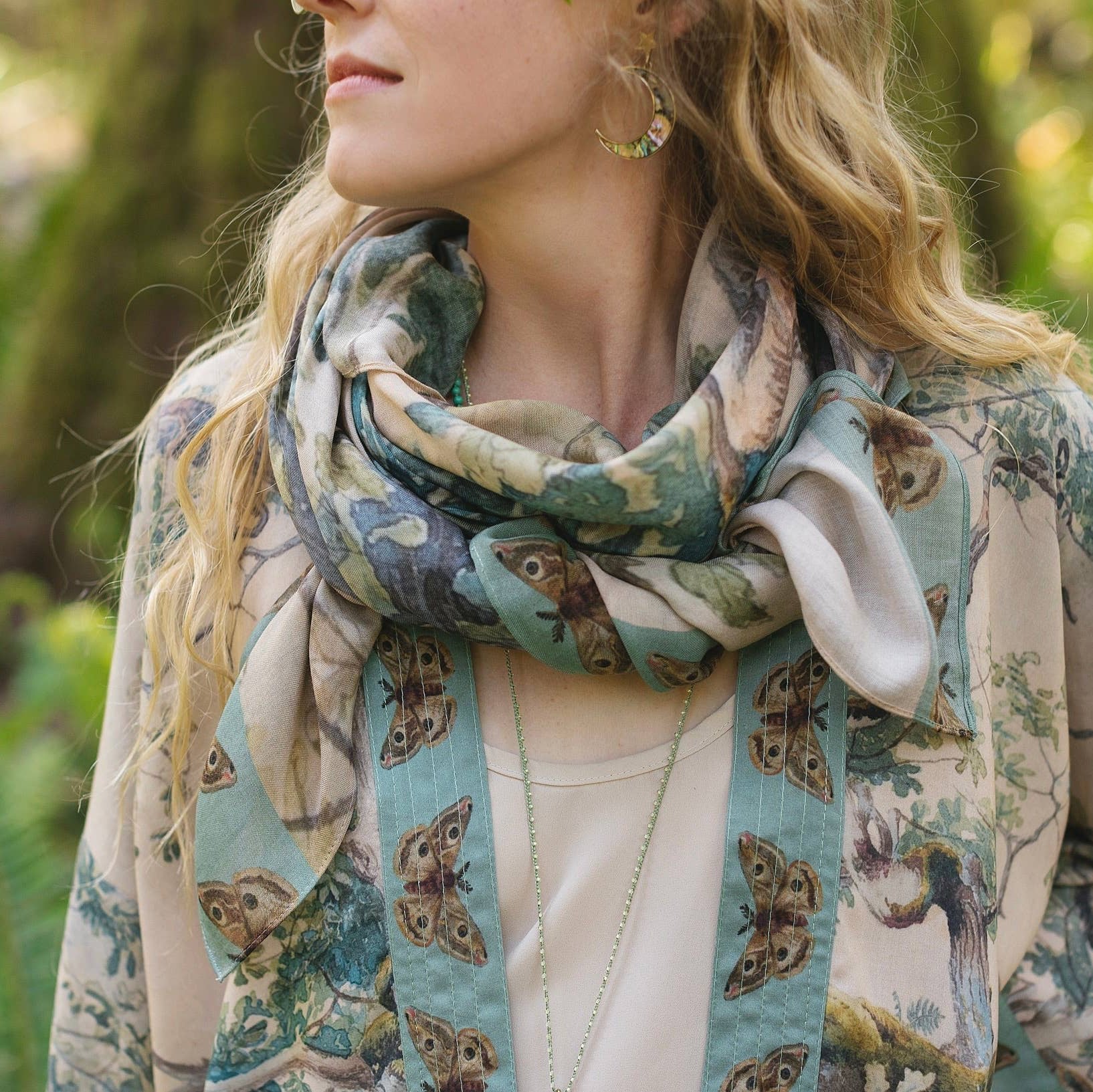 Earth & Sky Scarf with Tree Print - Wander Together Outfitters