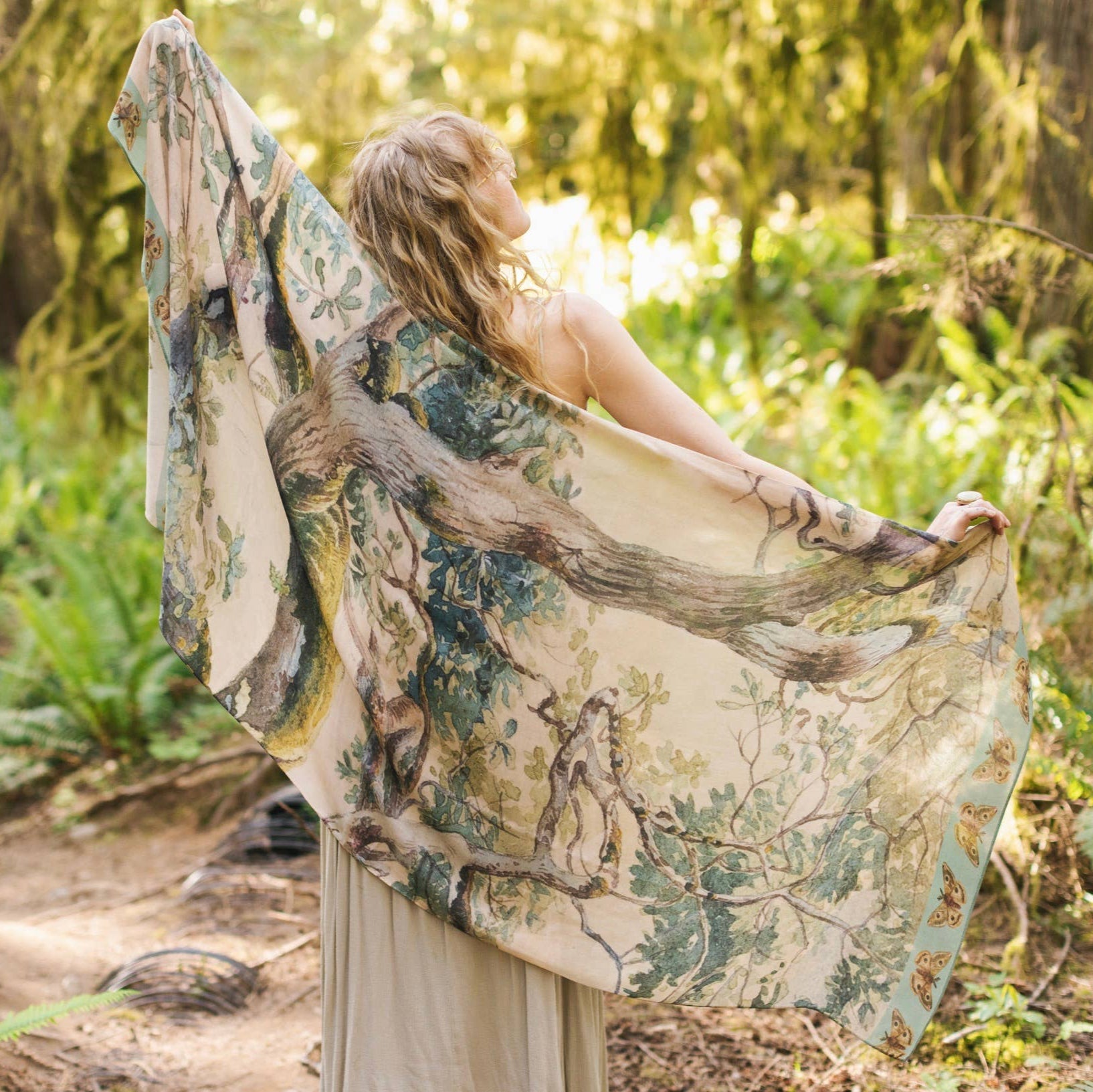 Earth & Sky Scarf with Tree Print - Wander Together Outfitters