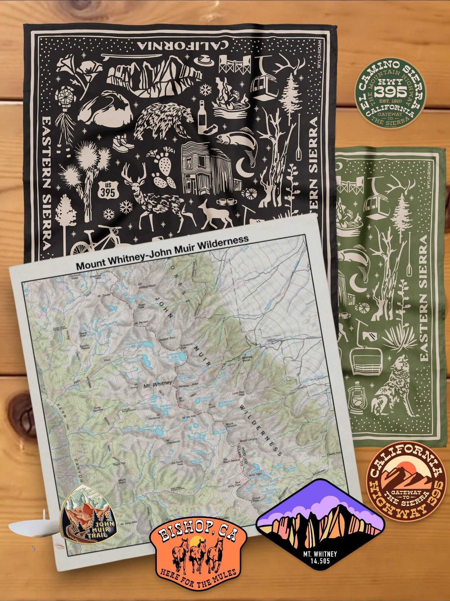 Eastern Sierra Adventure Bandana (Black or Sage) - Wander Together Outfitters