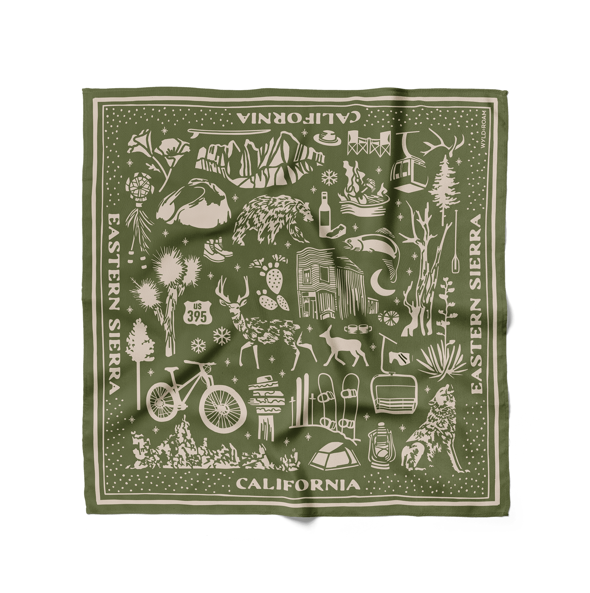 Eastern Sierra Adventure Bandana (Black or Sage) - Wander Together Outfitters