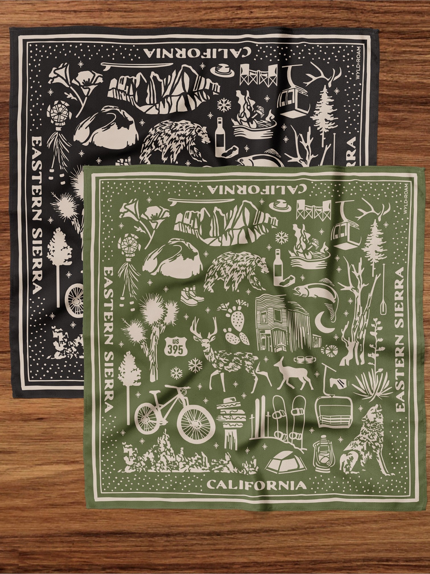 Eastern Sierra Adventure Bandana (Black or Sage) - Wander Together Outfitters