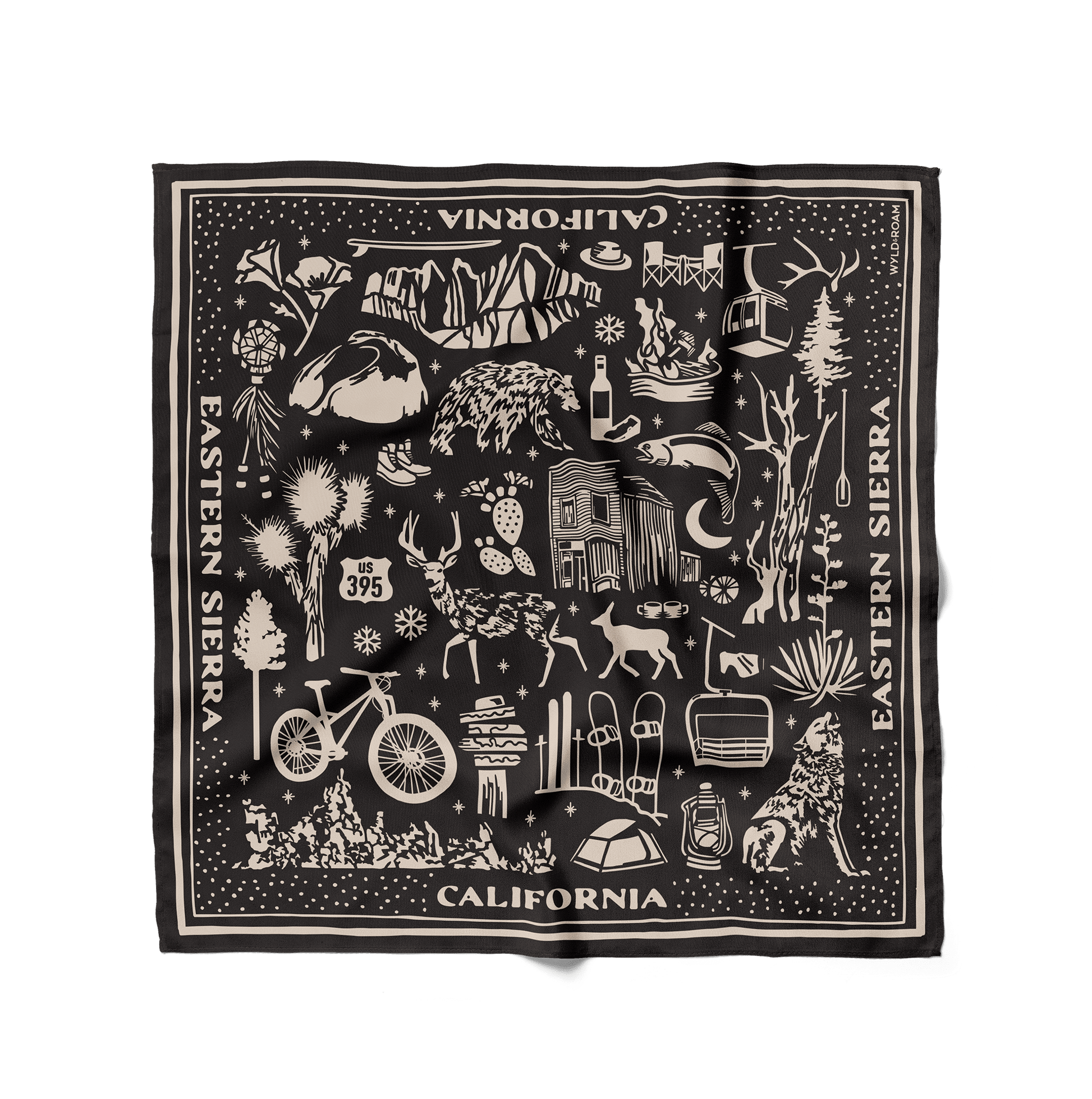 Eastern Sierra Adventure Bandana (Black or Sage) - Wander Together Outfitters