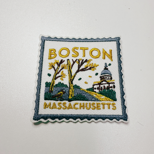 Boston Massachusetts Stamp  Embroidered Hat Commercial Press 2" Patch
