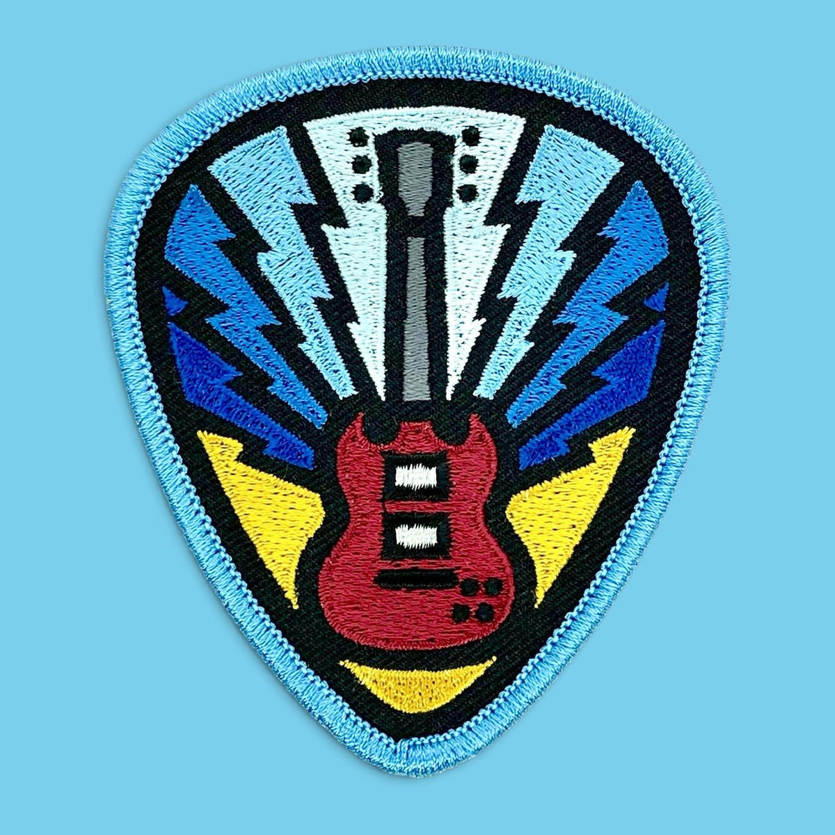 Electrifying Guitar Embroidered Iron On Patch - Wander Together Outfitters