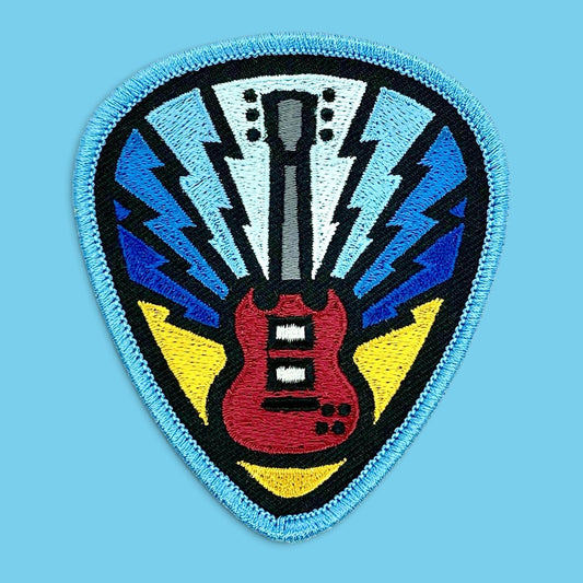 Electrifying Guitar Embroidered Iron On Patch - Wander Together Outfitters