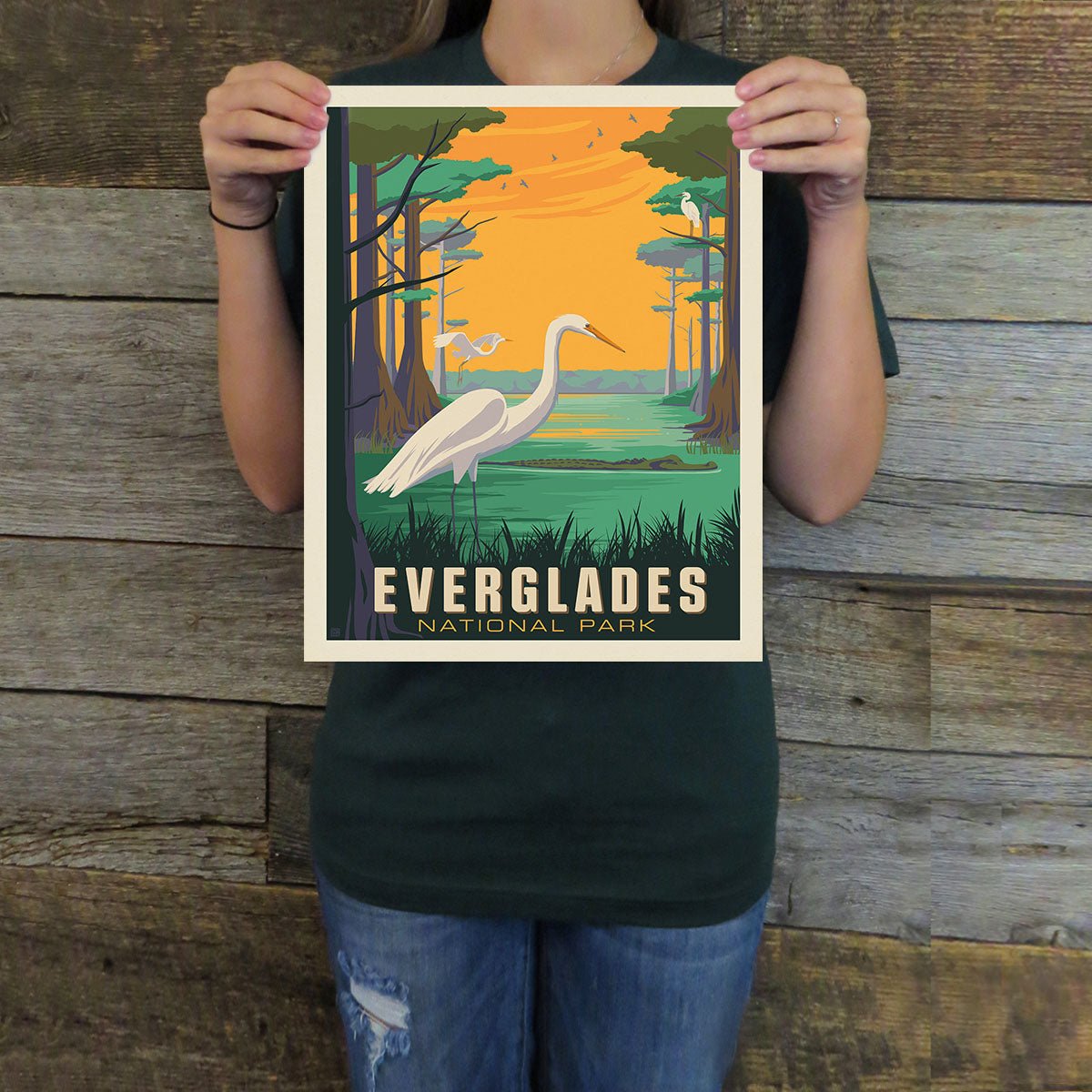 Everglades National Park: Great Egrets (63 National Parks) Art Print - Wander Together Outfitters