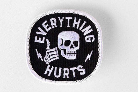 "Everything Hurts" Embroidered Iron On Patch - Wander Together Outfitters