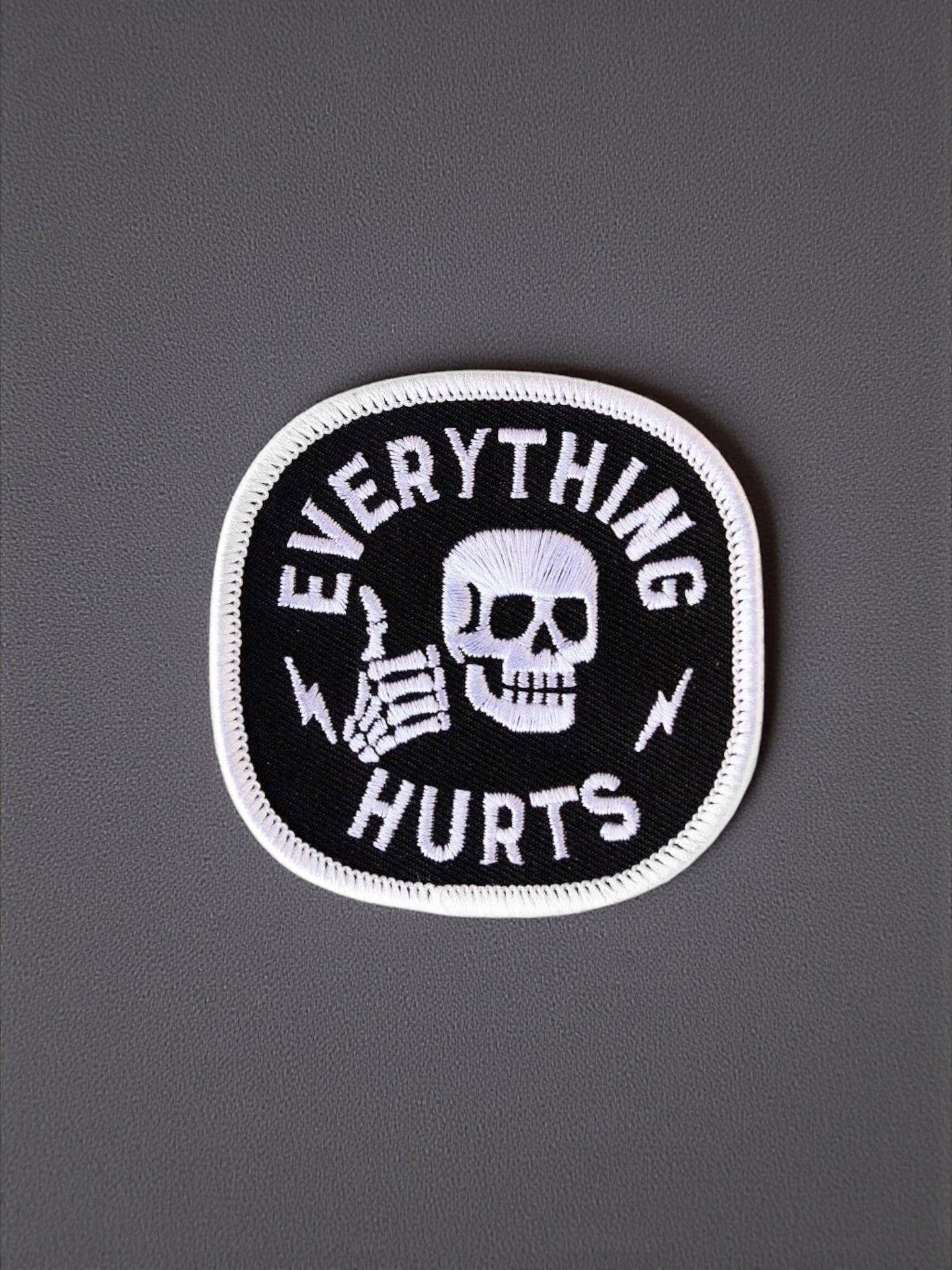 "Everything Hurts" Embroidered Iron On Patch - Wander Together Outfitters