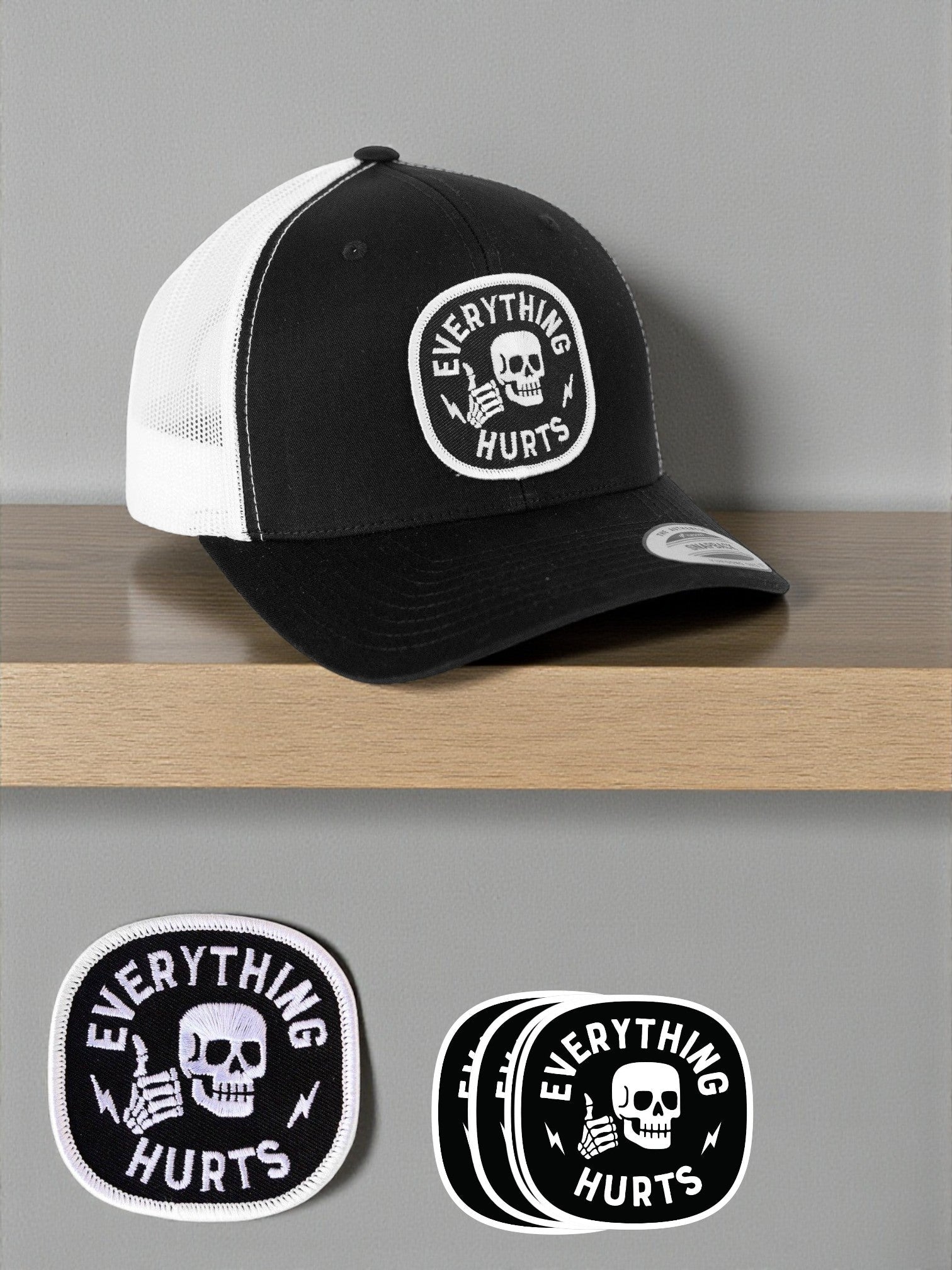 "Everything Hurts" Embroidered Iron On Patch - Wander Together Outfitters