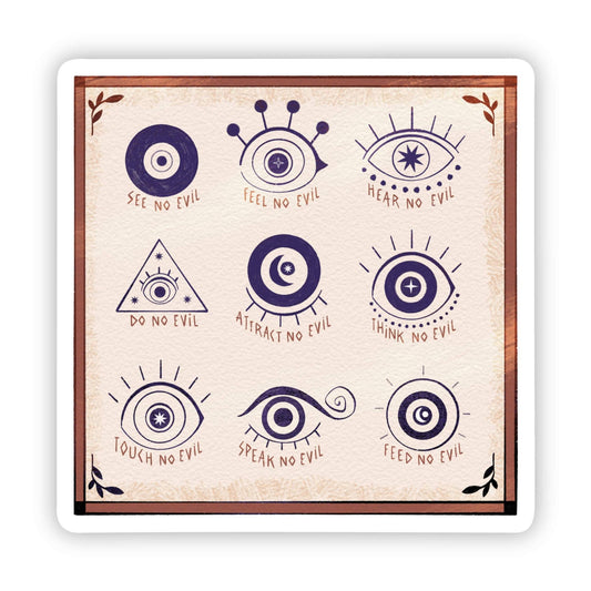 Evil Eye Grid Vinyl Sticker - Wander Together Outfitters