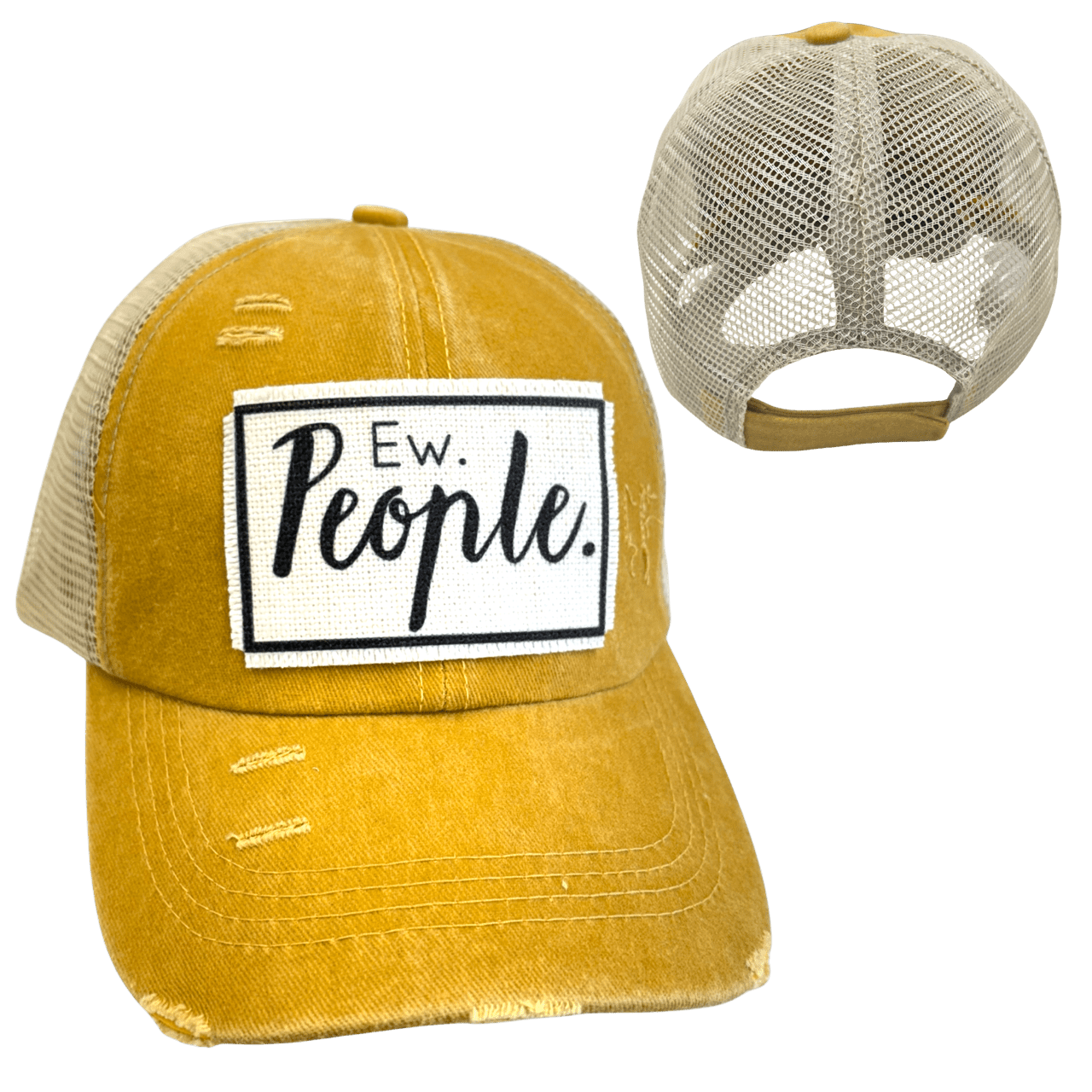 “Ew, People” Distressed Unisex Cap - Wander Together Outfitters