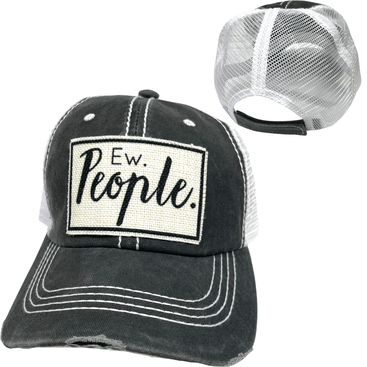 “Ew, People” Distressed Unisex Cap - Wander Together Outfitters