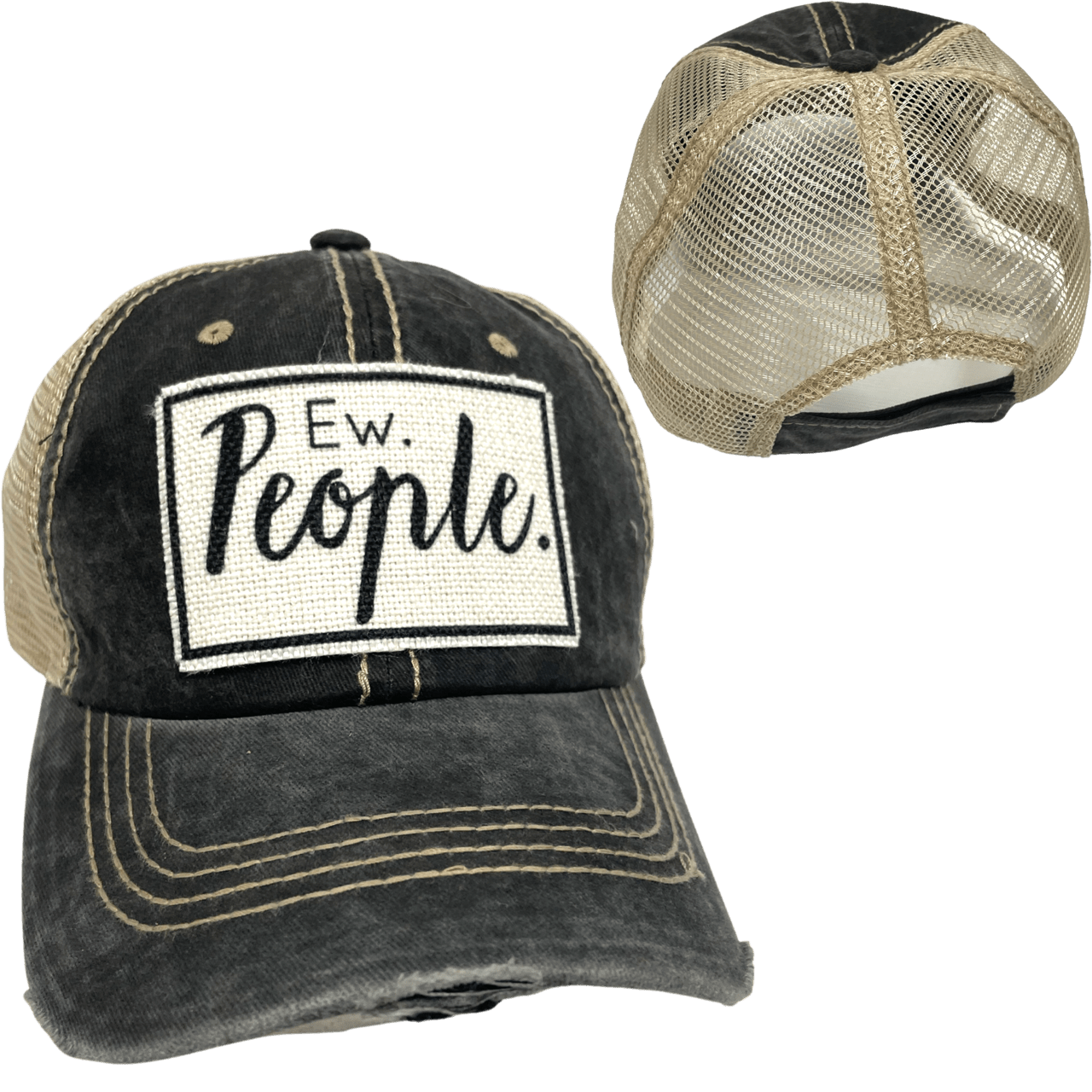 “Ew, People” Distressed Unisex Cap - Wander Together Outfitters