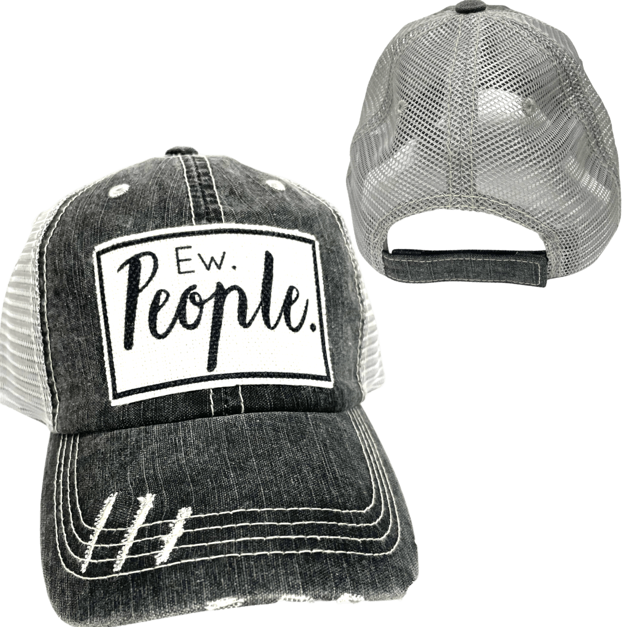 “Ew, People” Distressed Unisex Cap - Wander Together Outfitters