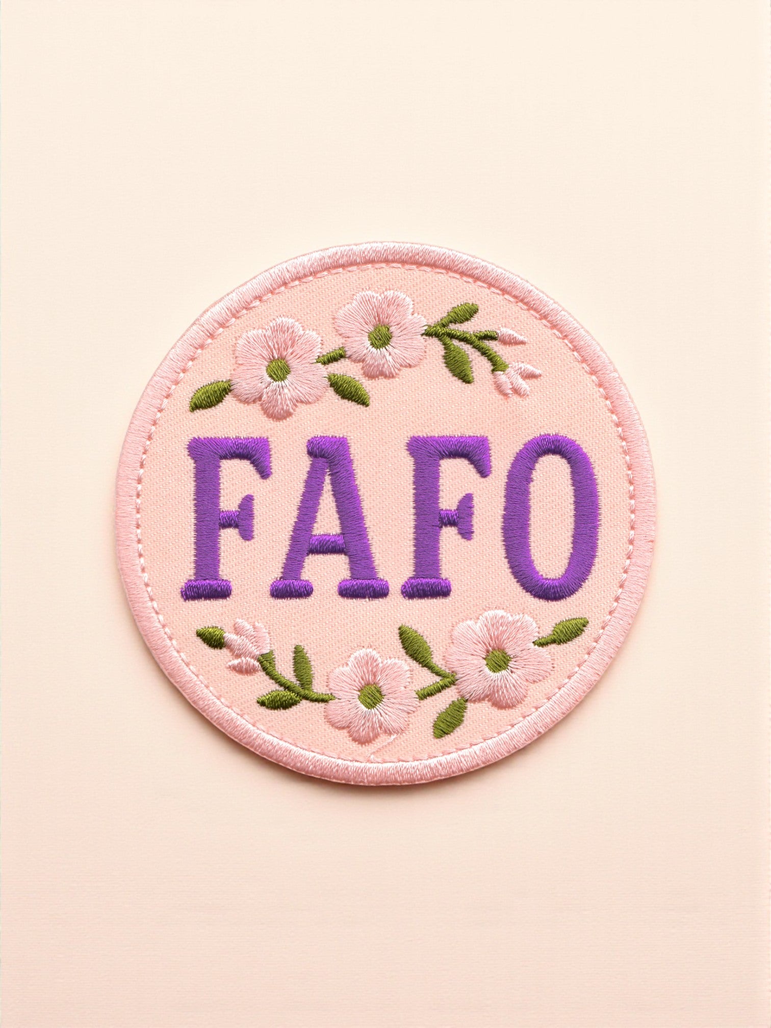 "FAFO" Floral On Pink Background Patch - Wander Together Outfitters